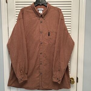 Columbia 3XT Tall Long‎ Sleeve Button Down Plaid Shirt Rustic Orange